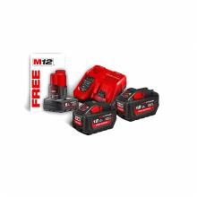 MILWAUKEE M18 HIGH OUTPUT HNRG-122 2 ΜΠΑΤΑΡΙΕΣ HD18V 12.0 AH ΤΑΧΥΦΟΡΤΙΣΤΗΣ M12-18FC + M12 4.0 AH ΜΠΑΤΑΡΙΑ ΔΩΡΟ ( 4933464261 )