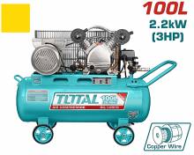 Αεροσυμπιεστής με ιμάντα TOTAL 100Lit με 2 κεφαλές ( TC2301006 )