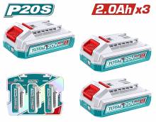 Μπαταρίες TOTAL Σετ 3 τεμαχίων TFBLI2001 Li-ion 20V / 2Ah Επαγγελματικό ( TOSLI240311E )