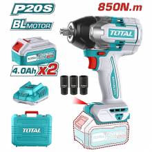 Μπουλονόκλειδο Μπαταρίας TOTAL Li-ion 20V / 4Ah / 850Nm / με 2 Μπαταρίες Επαγγελματικό Brushless Motor ( TIWLI2085 )