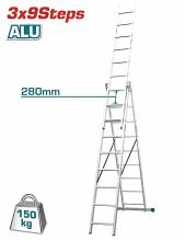 Σκάλα αλουμινίου επαγγελματική TOTAL 3Χ9 σκαλοπάτια ( THLAD03391 )