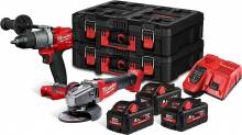 Σετ MILWAUKEE M18 FPP2D2-553P Κρουστικό Δραπανοκατσάβιδο & Γωνιακός Τροχός 125mm με 3 μπαταρίες 5,5Ah ( 4933478827 )